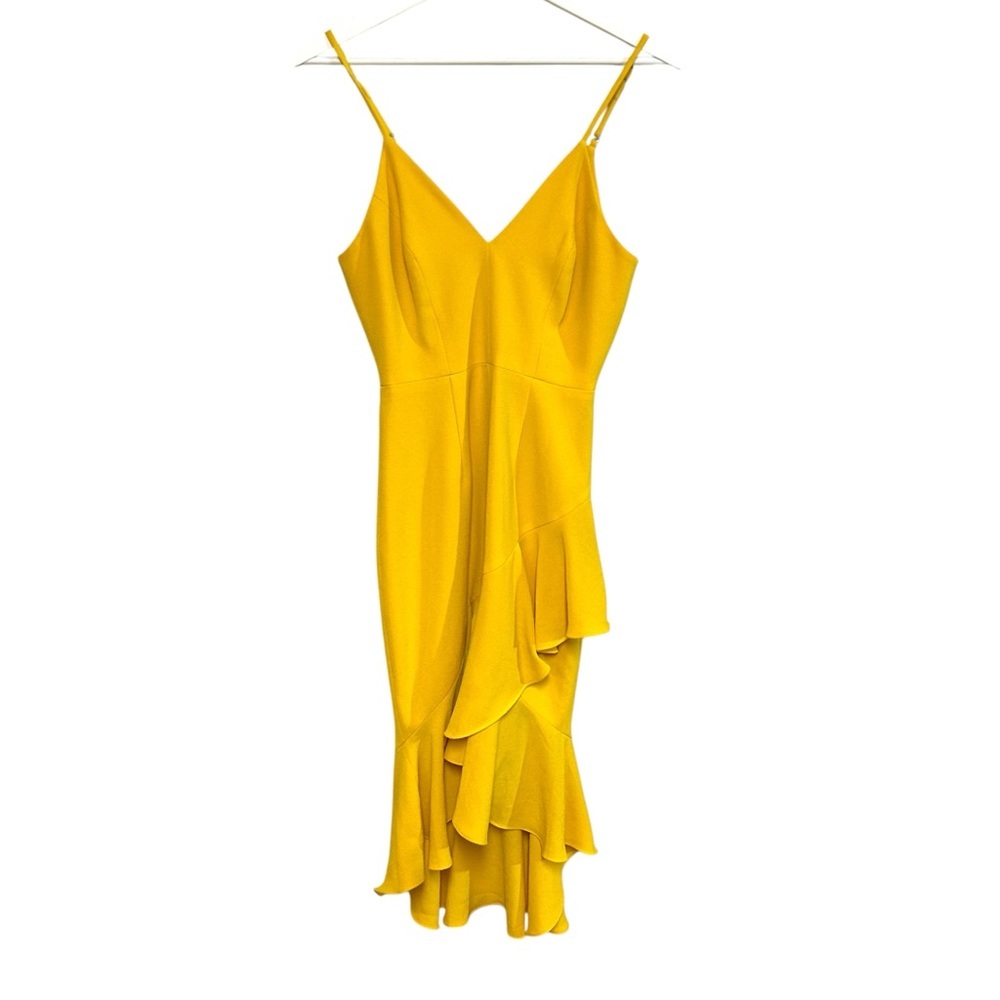 Dress the population XXS Wendy dress canary midi ruffle high low hem event dress - Picture 16 of 17